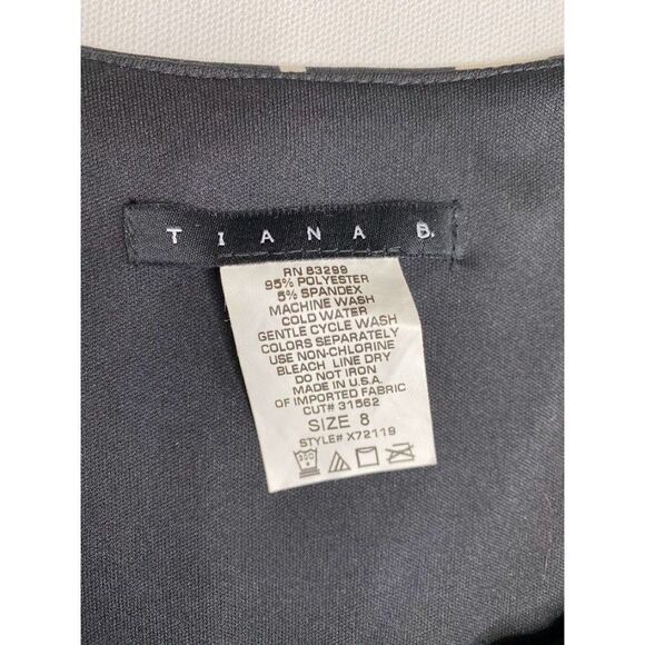 TIANA Black & Beige‎ Empire Waist Fit and Flare Stretch Knit Dress Sz 8 - Picture 7 of 7